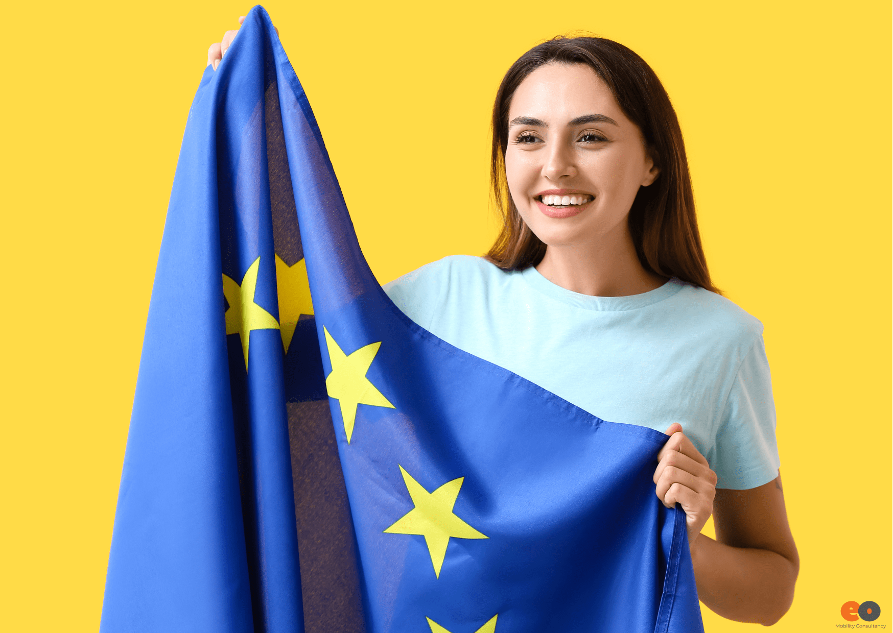 Girl holding a EU Flag